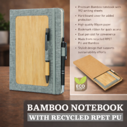Bamboo A5 Notebook with Recycled RPET PU Cover | Premium Eco-Friendly Journal with 192 Pages