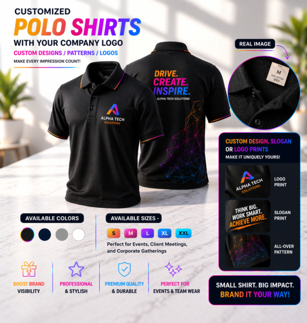 Customized Polo T-Shirts with Logo Printing | Premium Corporate Apparel