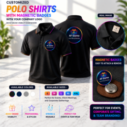 Customized Polo T-Shirts with Magnetic Logo Badges | Premium Corporate Apparel