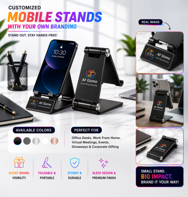 Customized Mobile Stands with Logo Branding | Foldable Premium Desk Stand